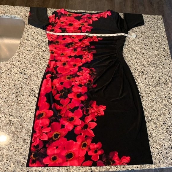 Lauren Ralph Lauren Black and Red Floral Midi Dress - Picture 5 of 9